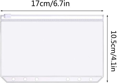 جيوب مجلدة بحجم A6 مجلدات بلاستيكية بسحاب مقاومة للماء 6 فتحات وسحاب أكياس أوراق فضفاضة للحقيبة لحفظ المستندات وحقائب بطاقات الكمبيوتر المحمول، 10 قطع in Kuwait