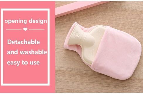 زجاجة مياه ساخنة كرتونية محمولة، حقيبة مياه ساخنة صغيرة 350 مل * قطعتين من المطاط الطبيعي السميك القابل للغسل، زجاجة ضغط دافئة جيدة (يونيكورن أزرق + فلامينجو وردي)، هدية للنساء والفتيات. in Kuwait