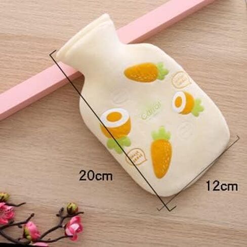 زجاجة مياه ساخنة كرتونية محمولة، حقيبة مياه ساخنة صغيرة 350 مل * قطعتين من المطاط الطبيعي السميك القابل للغسل، زجاجة ضغط دافئة جيدة (يونيكورن أزرق + فلامينجو وردي)، هدية للنساء والفتيات. in Kuwait