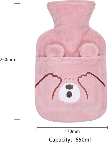 Blue Hot Water Bottle with Soft Wool Cover Removable，650ml Hot Water Bag for Pain Relief Hot/Cold Compress, Leak-Proof PVC Hand Feet Warmer & Heat Therapy Hot Water Bed Warmer in Saudi Arabia