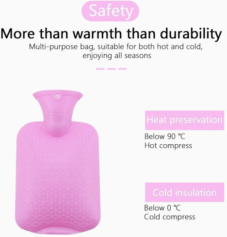 Blue Hot Water Bottle with Soft Wool Cover Removable，650ml Hot Water Bag for Pain Relief Hot/Cold Compress, Leak-Proof PVC Hand Feet Warmer & Heat Therapy Hot Water Bed Warmer in Saudi Arabia