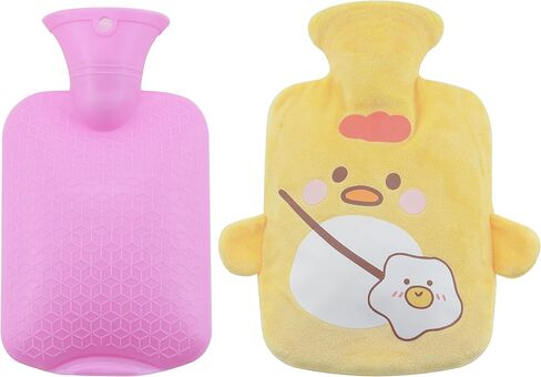 Blue Hot Water Bottle with Soft Wool Cover Removable，650ml Hot Water Bag for Pain Relief Hot/Cold Compress, Leak-Proof PVC Hand Feet Warmer & Heat Therapy Hot Water Bed Warmer in Saudi Arabia