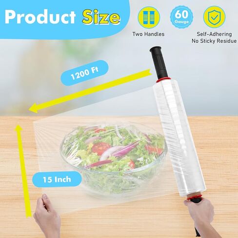 غلاف مطاطي - فيلم مطاطي مقاس 15 بوصة و1200 قدم وقياس 60 بمقبضين، غلاف بلاستيكي لتحريك القوة الصناعية 4 لفات in Kuwait