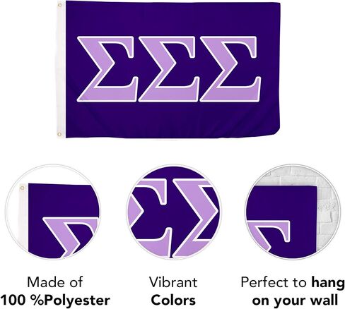 Sigma Sigma Sigma Flag Greek Letter Sorority Banner Large 3x5 Feet Flags Sign Decor Tri-Sigma in Saudi Arabia