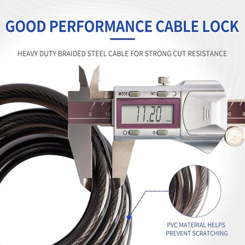 METOWARE كابل قفل الدراجة 4 أقدام مجموعة مضادة للسرقة قفل الدراجة 5 أرقام قفل دراجة اللف للطرق والدراجات الجبلية (أسود) in Kuwait