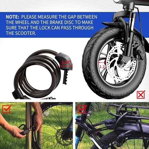 METOWARE كابل قفل الدراجة 4 أقدام مجموعة مضادة للسرقة قفل الدراجة 5 أرقام قفل دراجة اللف للطرق والدراجات الجبلية (أسود) in Kuwait