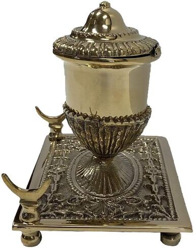 Schooner Bay Co. - 5" Brass Inkwell Pen Holder with Bone Nib Pen and Ink Powder- Antique Vintage Style in Saudi Arabia
