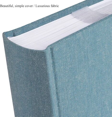 Photo Album with Writing Space 50 Pages 4x6 Photos Hold 200 or 5x7 Pictures Hold 100, Linen Cover Small Photo Book Albums with Memo for Anniversary Wedding Baby (Cyan Blue) in Saudi Arabia