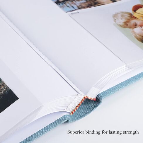 Photo Album with Writing Space 50 Pages 4x6 Photos Hold 200 or 5x7 Pictures Hold 100, Linen Cover Small Photo Book Albums with Memo for Anniversary Wedding Baby (Cyan Blue) in Saudi Arabia