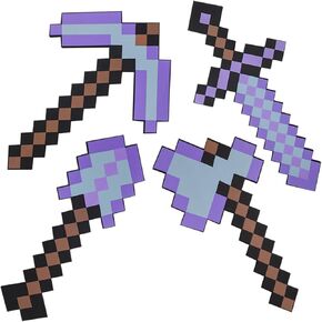 4 حزمة Sword Pickaxe Ax و Gravel Toy Weapon Set ، ملحقات الأسلحة الرغوية للعب دور الأطفال لعشاق لعبة عيد الميلاد عيد الميلاد والحفلة