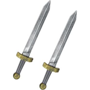 2PCS Toy Sword ، 18.9 بوصة سيف روماني بلاستيكي للأطفال أولاد يلعب دور الأدوار ، لعبة الفارس في العصور الوسطى ، تأثيري هالوين ، الدعائم الفضية
