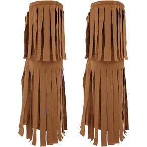 Women 'Hippie Fringe Boot يغطي الستينيات الستين من القرن الماضي موضوع الهبي الساق الدافئ بني براون يغطي إكسسوارات أزياء الهبي للنساء ، المرح الهندي الهندي البوكاهونتاس كوزبلاي حفل خلع الملابس