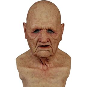 قناع LaTex Old Man - Man Man Creepy Mask لحفلة الهالوين ، التنكر ، الدعائم Cosplay