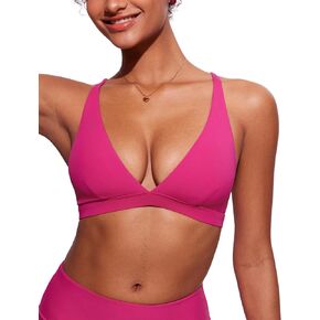 CRZ YOGA Womens V Neck Bikini Tops Criss Cross Back Sexy Swim Bathing Suit Bra Padded