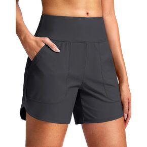 G Gradual Women's 5" Swim Board Shorts Quick Dry High Waisted Beach Shorts for Women Swimsuit Bottoms with Liner Pockets