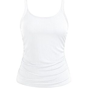 Women Tankini Top Only - Tummy Control Bathing Suit Top Ribbed Swim Tank No Bottom 2025