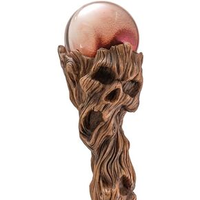 Pacific Giftware Skull Tree Trunk Sorcerer Staff with Red Crystal Orb 67 Inches Handcrafted Halloween Witch and Wizard Prop Realistic Wood Grain and Skull Details