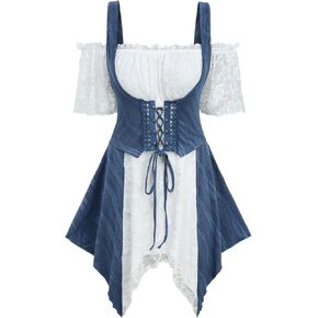 روز غال روزجال نساء بالإضافة إلى الحجم القوطي البارد الكتف العلوي من القرون الوسطى قميص مشد in Kuwait