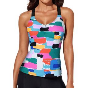 aleumdr women المطبوعة strappy racerback swim tankini top فقط لا يوجد قاع s - xxxl