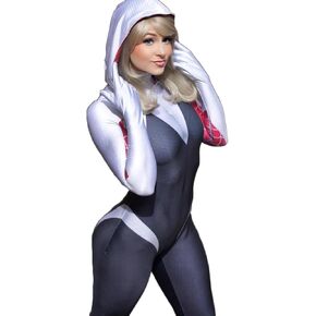 Ghost Cosplay Bodysuit for Halloween Costumes Lycra Fabric With Removable Mask Full Outfits