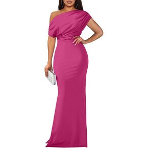 YMDUCH Women's Elegant Sleeveless Off Shoulder Bodycon Long Formal Party Evening Dress