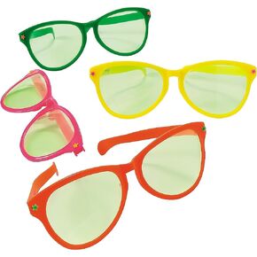 Fun Express Jumbo Giant Sunglasses - Set of 12 Wacky Oversized Pairs - Novelty Clown Glasses and Photo Booth Party Props