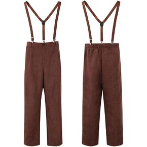 Men's Pioneer Colonial Pants Medieval Peasant Bottoms Halloween Cosplay Trousers With Braces