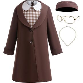 American Historical Figures Costume includes coat dress glasses hat and necklace