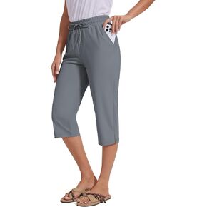 18" Beach Pants for Women Swim Pants Built-in Brief Quick Dry Summer Capris UPF50+ Knee Length Long Swim Bottoms