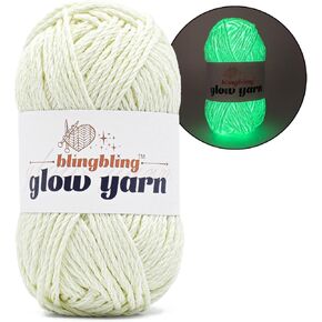 Glow in The Dark Yarn, Light DK #3 Yarn - 100 G/3.5 Oz, for Beginner's Yarns for Crochet and Knitting (White)