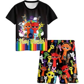 Boys Shirts and Pants 2Pcs Sets Kids Music Game Tee Pants for 5-12 Year Adventure Dailyl Child Outfit