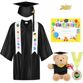 AOTHSO 8PCS CAPTIRGARTEN CARGETUTE CAP و TASSEL TASSEL 2025 مع شهادة Bear Stole لأطفال ما قبل المدرسة