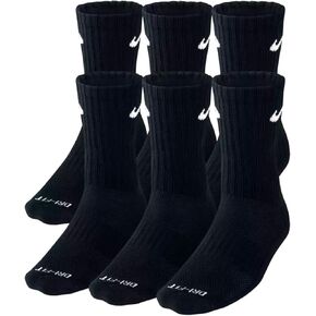 Nike Plus Cushion Socks (6 أجزاء) (L (الرجال 8-12 / نساء 10-13) ، طاقم الأسود)