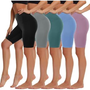 Highdays 5 Pack Biker Shorts Women - 5 "/8" High Weist Spandex Workout Yoga Runnatic