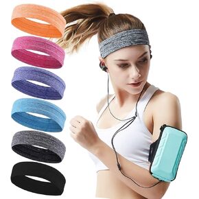 6Pack Sweat Bands Headbands for Women Workout, Women's Fashion Non Slip Headband, Moisture Wicking Sweatband for Sports Running Athletic Yoga