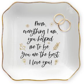 OASSIE Gifts for Mom from Daughter Son - 4"x4" Ceramic Jewelry Dish Tray - Mothers Day Thank You Mom Birthday Gifts for Mama Mother in Law, Appreciation Trinket Dish for Rings Earrings