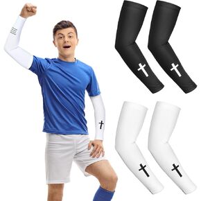 2 Pairs Cross Arm Sleeve Christian Compression Arm Sleeve Youth Football Baseball Volleyball