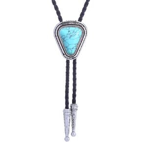Btilasif Bolo Tie for Men Western Cowboy Tiger Eye Stone Native American Bolo Tie Leather Necktie Costume Accessorie