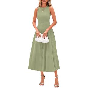 Prettygarden Spring Dresses Dresses for Women 2025 Summer Business Work Midi بلا أكمام لباس كوكتيل مطوي