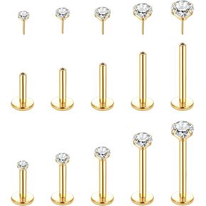 Aumeo 20G 18G 16G Threadless Push in Nose Rings Studs Surgical Steel Labret Jewelry Monroe Lip Rings Studs Medusa Ashley Piercing Jewelry for Women