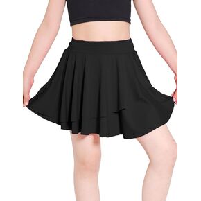 Girls Tennis Skirts Layered Ruffle Athletic Butterfly Flowy Skirts with Pocket Skorts for Girls 5-14Y