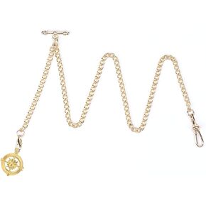 ManChDa Pocket Watch Chain Double Albert Chain T-Bar Watch Chain