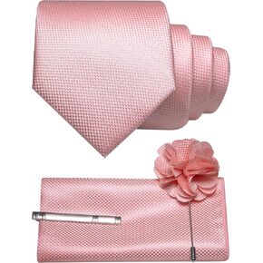 Mens Tie and Lapel Pin with Pocket Square Tie Clip Sets for Casual and Business 4PCS