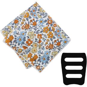 Floral Cotton Pocket Squares for Men with Pocket Square Holder Flower Men's Handkerchiefs for Wedding Groom Casual in Kuwait