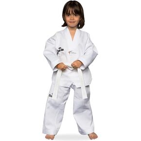 Daedo Taekwondo Beginner Uniform - WT Recognized, International Standards, White V-Neck, Includes Pants & Belt