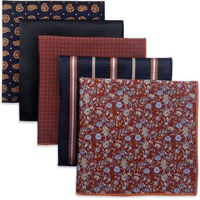 S&W SHLAX&WING 5 Pack Men's Pocket Squares Set 12.6" Formal Handkerchiefs for Suits Weddings Tuxedos Assorted Colors Patterns