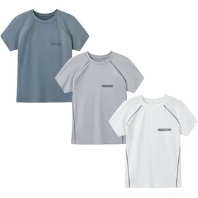 3 Pack Boys Quick-Dry Mesh Athletic Shirts Workout Short Sleeve Tees Youth Boy Lightweight Gym T-Shirts Clothes 3-12Y