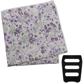 Floral Pocket Squares for Men with Holder Printed Flower Mens Handkerchief Cotton Suit Pocket Hanky for Wedding