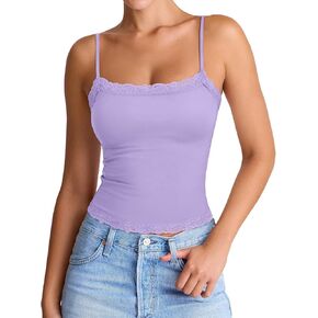 Pinkmstyle المرأة المربعة المربعة المربعة الدانتيل دانتيل دانم Cami تركيب مزدوج مبطن على أكسيمة المحاصيل السباغيتي حزام الصيف y2k قمم