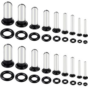 14-18pcs مجموعة الأذن الزجاجية الأذن 1.6-7 مم/7.5-12 ملم المقابس لآذان مقاييس مع حلقات O.